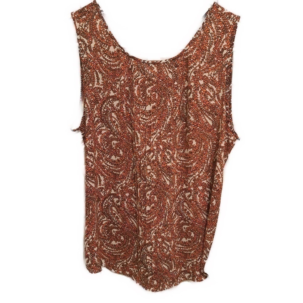 Ann Taylor Red and White Tiny Paisley Design Tank Top Size S